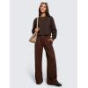 imageCRZ YOGA Womens Fleece Cropped Sweatshirts Crewneck Long Sleeve Sweat Shirts Double Raw Hem Workout Casual Pullover TopsHot Fudge Brown