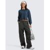 imageCRZ YOGA Womens Fleece Cropped Sweatshirts Crewneck Long Sleeve Sweat Shirts Double Raw Hem Workout Casual Pullover TopsInk Blue