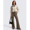 imageCRZ YOGA Womens Fleece Cropped Sweatshirts Crewneck Long Sleeve Sweat Shirts Double Raw Hem Workout Casual Pullover TopsMojave Tan