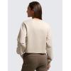 imageCRZ YOGA Womens Fleece Cropped Sweatshirts Crewneck Long Sleeve Sweat Shirts Double Raw Hem Workout Casual Pullover TopsMojave Tan