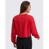 imageCRZ YOGA Womens Fleece Cropped Sweatshirts Crewneck Long Sleeve Sweat Shirts Double Raw Hem Workout Casual Pullover TopsRed Chili