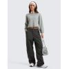 imageCRZ YOGA Womens Fleece Cropped Sweatshirts Crewneck Long Sleeve Sweat Shirts Double Raw Hem Workout Casual Pullover TopsSterling