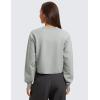 imageCRZ YOGA Womens Fleece Cropped Sweatshirts Crewneck Long Sleeve Sweat Shirts Double Raw Hem Workout Casual Pullover TopsSterling