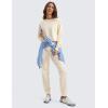 imageCRZ YOGA Womens Fleece Cropped Sweatshirts Crewneck Long Sleeve Sweat Shirts Double Raw Hem Workout Casual Pullover TopsWhite Apricot