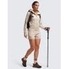imageCRZ YOGA Womens Fleece Zip Up Cropped Hoodie Workout Jacket Athletic Casual Long Sleeve Sweatshirts with Thumb HolesMojave Tan