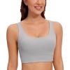 imageCRZ YOGA Butterluxe Womens U Back Sports Bra  Scoop Neck Padded Low Impact Yoga Bra Workout Crop Top with Built in BraGull Gray