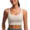 imageCRZ YOGA Butterluxe Womens U Back Sports Bra  Scoop Neck Padded Low Impact Yoga Bra Workout Crop Top with Built in BraMojave Tan