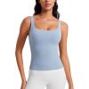 imageCRZ YOGA Butterluxe Workout Tank Tops for Women U Neck Padded Crop Tops Athletic Camisole Tops with Built in BraCambric Blue