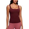 imageCRZ YOGA Butterluxe Workout Tank Tops for Women U Neck Padded Crop Tops Athletic Camisole Tops with Built in BraRed Merlot