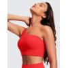 imageCRZ YOGA Butterluxe Womens One Shoulder Sports Bra  Sleeveless One Strap Low Impact Asymmetrical Workout Yoga BraDeep Red