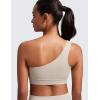 imageCRZ YOGA Butterluxe Womens One Shoulder Sports Bra  Sleeveless One Strap Low Impact Asymmetrical Workout Yoga BraMojave Tan