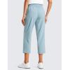 imageCRZ YOGA Lightweight Capri Pants for Women Cropped Casual Lounge Work Athletic Travel Pants with Pockets Quick Dry SummerLight Grayish Blue
