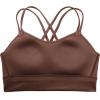 imageCRZ YOGA Womens Butterluxe Strappy Longline Sports Bra  Molded Cup Double Spaghetti Strap Workout Bra Yoga Crop Tank TopCoffee Brown
