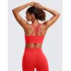 imageCRZ YOGA Womens Butterluxe Strappy Longline Sports Bra  Molded Cup Double Spaghetti Strap Workout Bra Yoga Crop Tank TopDeep Red