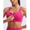 imageCRZ YOGA Womens Zip Front High Impact Sports Bra  Molded Cup Wireless Workout Yoga Bra with Adjustable Convertible StrapsGranita Pink