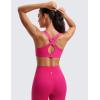 imageCRZ YOGA Womens Zip Front High Impact Sports Bra  Molded Cup Wireless Workout Yoga Bra with Adjustable Convertible StrapsGranita Pink