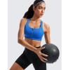 imageCRZ YOGA Womens Zip Front High Impact Sports Bra  Molded Cup Wireless Workout Yoga Bra with Adjustable Convertible StrapsSparkle Blue