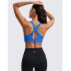 imageCRZ YOGA Womens Zip Front High Impact Sports Bra  Molded Cup Wireless Workout Yoga Bra with Adjustable Convertible StrapsSparkle Blue