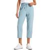 imageCRZ YOGA Lightweight Capri Pants for Women Cropped Casual Lounge Work Athletic Travel Pants with Pockets Quick Dry SummerLight Grayish Blue