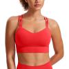 imageCRZ YOGA Womens Butterluxe Strappy Longline Sports Bra  Molded Cup Double Spaghetti Strap Workout Bra Yoga Crop Tank TopDeep Red