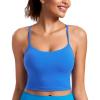 imageCRZ YOGA Womens Butterluxe Y Back Longline Sports Bras  Spaghetti Straps Racerback Padded Yoga Bra Workout Crop Tank TopSparkle Blue