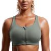 imageCRZ YOGA Womens Zip Front High Impact Sports Bra  Molded Cup Wireless Workout Yoga Bra with Adjustable Convertible StrapsGrey Sage