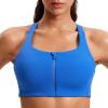 imageCRZ YOGA Womens Zip Front High Impact Sports Bra  Molded Cup Wireless Workout Yoga Bra with Adjustable Convertible StrapsSparkle Blue