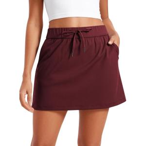 imageCRZ YOGA 4Way Stretch Skirts for Women High Waisted Work Casual Golf Tennis Skirt Skorts with 5 PocketsNoctilucence Red