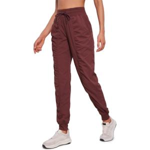 imageCRZ YOGA Lightweight Workout Joggers for Women High Waisted Outdoor Running Casual Track Pants with PocketsRed Merlot
