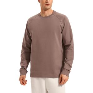 imageCRZ YOGA Mens Crewneck Sweatshirts French Terry Athletic Workout Sweat Shirts Casual Pullover Tops with Zipper PocketBrown Purple