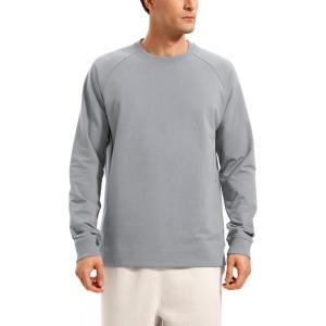 imageCRZ YOGA Mens Crewneck Sweatshirts French Terry Athletic Workout Sweat Shirts Casual Pullover Tops with Zipper PocketRhino Grey