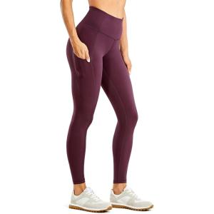 imageCRZ YOGA Womens Naked Feeling Workout Leggings 25 Inches  High Waisted Yoga Pants with Side Pockets Running TightsDark Russet