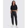 imageCRZ YOGA Lightweight Workout Cargo Joggers for Women Ruched Casual Travel Athletic Hiking Pants with PocketsBlack