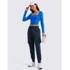 imageCRZ YOGA Lightweight Workout Cargo Joggers for Women Ruched Casual Travel Athletic Hiking Pants with PocketsInk Blue