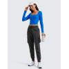 imageCRZ YOGA Lightweight Workout Cargo Joggers for Women Ruched Casual Travel Athletic Hiking Pants with PocketsInk Gray