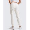 imageCRZ YOGA Lightweight Workout Cargo Joggers for Women Ruched Casual Travel Athletic Hiking Pants with PocketsMilky White Bone