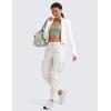 imageCRZ YOGA Lightweight Workout Cargo Joggers for Women Ruched Casual Travel Athletic Hiking Pants with PocketsMilky White Bone