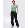 imageCRZ YOGA Long Sleeve Shirts for Women Soft Crew Neck Fall Basic Tight Tops Fitted Casual Going Out Tee ShirtGreen Palm Court