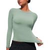 imageCRZ YOGA Long Sleeve Shirts for Women Soft Crew Neck Fall Basic Tight Tops Fitted Casual Going Out Tee ShirtGreen Palm Court