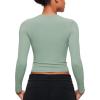 imageCRZ YOGA Long Sleeve Shirts for Women Soft Crew Neck Fall Basic Tight Tops Fitted Casual Going Out Tee ShirtGreen Palm Court