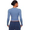 imageCRZ YOGA Long Sleeve Shirts for Women Soft Crew Neck Fall Basic Tight Tops Fitted Casual Going Out Tee ShirtOasis Blue
