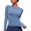 imageCRZ YOGA Long Sleeve Shirts for Women Soft Crew Neck Fall Basic Tight Tops Fitted Casual Going Out Tee ShirtOasis Blue