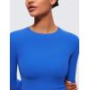 imageCRZ YOGA Long Sleeve Shirts for Women Soft Crew Neck Fall Basic Tight Tops Fitted Casual Going Out Tee ShirtSparkle Blue