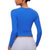 imageCRZ YOGA Long Sleeve Shirts for Women Soft Crew Neck Fall Basic Tight Tops Fitted Casual Going Out Tee ShirtSparkle Blue