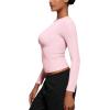 imageCRZ YOGA Long Sleeve Shirts for Women Soft Crew Neck Fall Basic Tight Tops Fitted Casual Going Out Tee ShirtStrawberry Pink