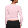 imageCRZ YOGA Long Sleeve Shirts for Women Soft Crew Neck Fall Basic Tight Tops Fitted Casual Going Out Tee ShirtStrawberry Pink