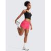 imageCRZ YOGA Mid Waisted Running Shorts for Women Soft Gym Athletic Workout Shorts with Zipper Pocket Liner Quick DryLip Gloss Pink