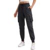 imageCRZ YOGA Lightweight Workout Cargo Joggers for Women Ruched Casual Travel Athletic Hiking Pants with PocketsBlack