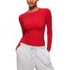 imageCRZ YOGA Long Sleeve Shirts for Women Soft Crew Neck Fall Basic Tight Tops Fitted Casual Going Out Tee ShirtRed Chili