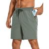 imageCRZ YOGA Mens FourWay Stretch Workout Shorts  7 Soft Durable Casual Athletic Shorts with Pockets Gym Running HikingGrey Sage